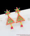 Best Quality Triangle Pattern Gold Plated Dangler With Multi Color Stones ER1772