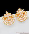 Daily Use Gold Five Metal Earrings With Sparkling White Gati Stones Earrings ER1777