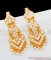 Luxury Length Dangler Design With White Stone Beads Impon Gold Earrings ER1778
