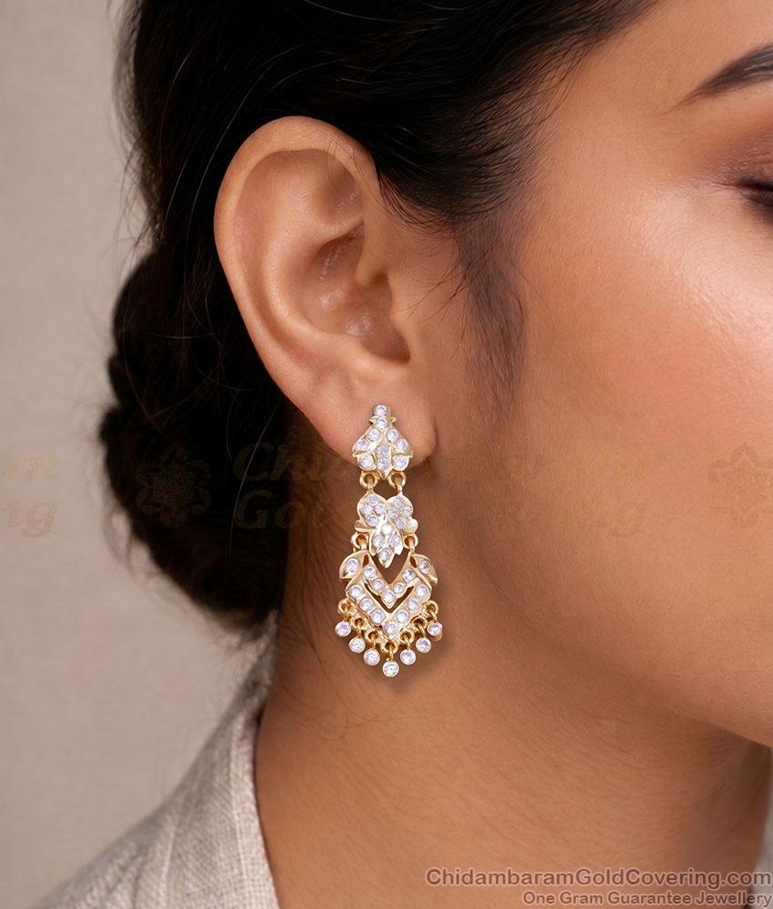 Luxury Length Dangler Design With White Stone Beads Impon Gold Earrings ER1778 Luxury Length Dangler Design With White Stone Beads Impon Gold Earrings ER1778