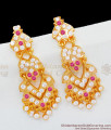 Royal Look Lengthy Gold Impon Dangler With Multi Color Stones Earrings ER1779