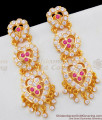 Lovely Moonu Aduku Heart Design Gold Impon Dangler Earrings With Multi Stones ER1781