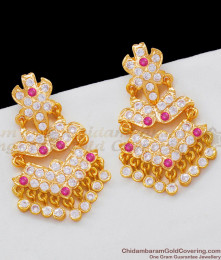 Colorful Stones Five Metal Real Gold Beaded Danglers For Ladies Regular Wear ER1783 Colorful Stones Five Metal Real Gold Beaded Danglers For Ladies Regular Wear ER1783