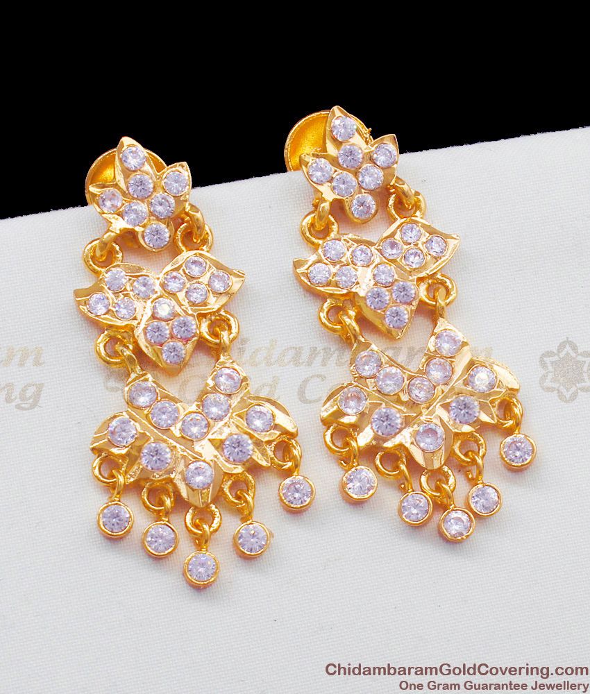Fantastic Impon Gold Plated Leaf Layer Model Dangler Earrings For Ladies Fancy Wear ER1785