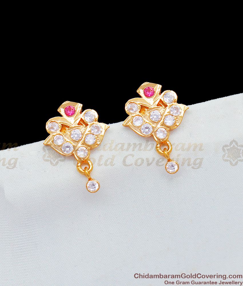 Small Aspiring Impon Rose Model Earrings With Multi Stone Jewelry ER1789