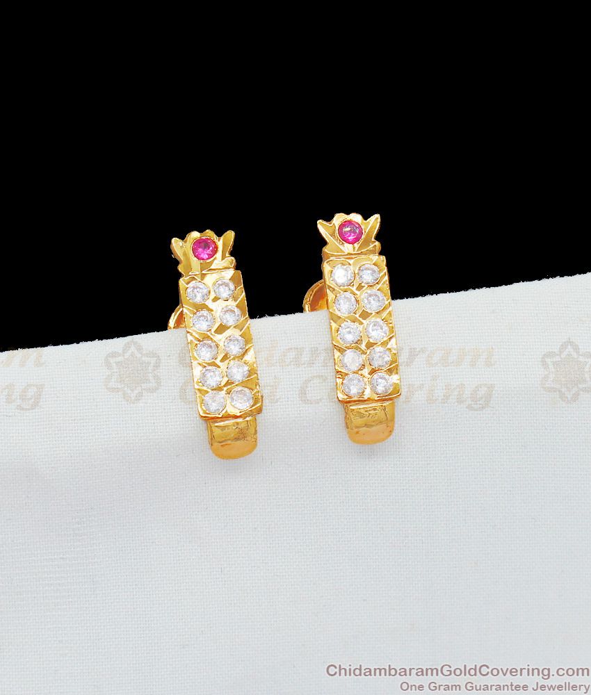 J Type Earrings Impon Gold Model Studs Gati Stone Jewelry ER1790