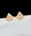 Small Beautiful Impon Rose Model Earrings With Multi Stone Jewelry ER1792