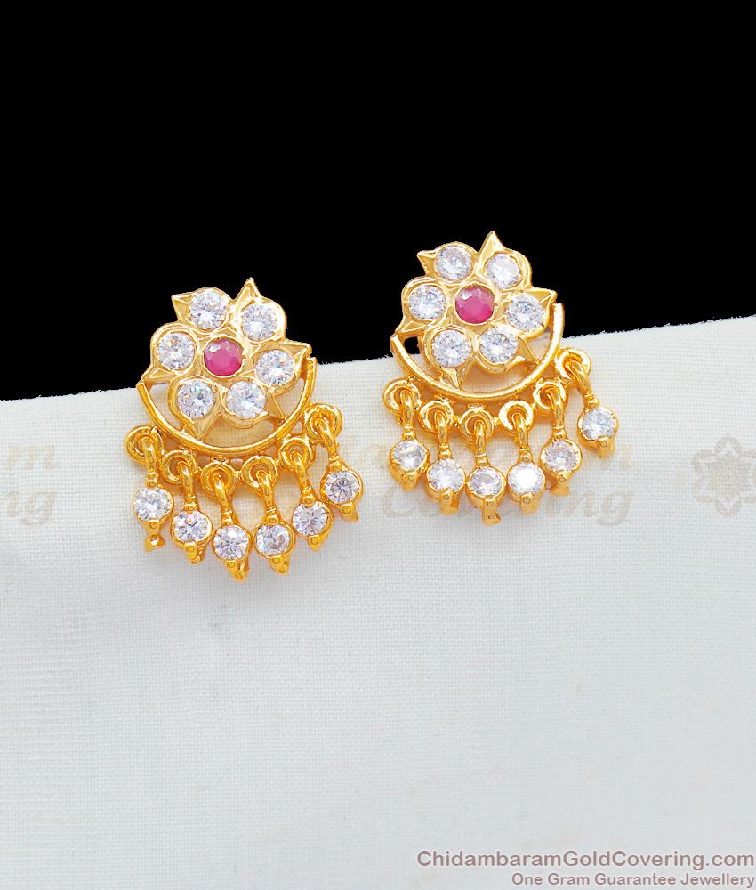 Unique Flower Stud Impon Earrings With Multi Stone Jewelry ER1793