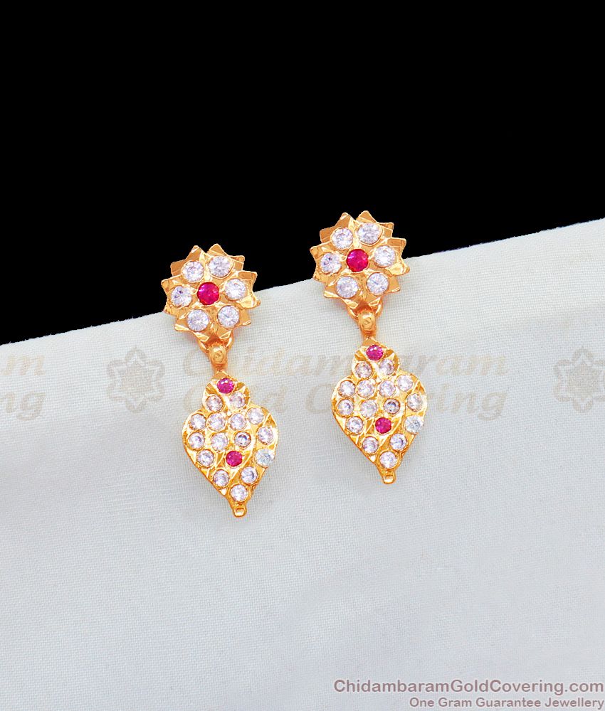 Leaf Flower Model Gold Duel Stone Five Metal Studs For Ladies ER1805