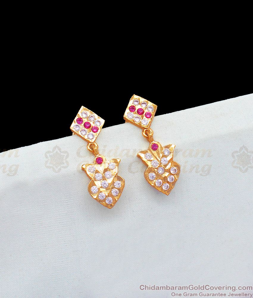 Impon Danglers Flower Model Gold Duel Stone Five Metal Studs For Ladies ER1806