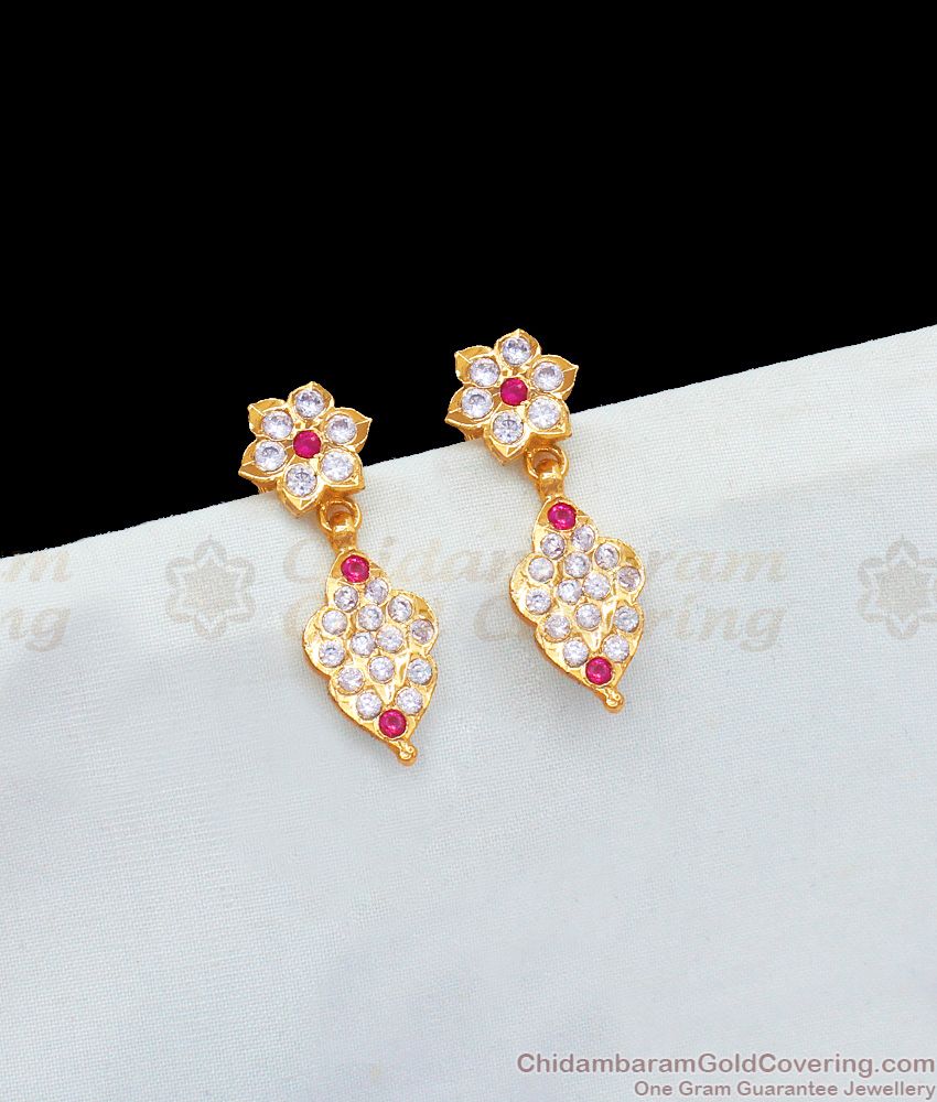 Leaf Flower Model Gold Duel Stone Five Metal Studs For Ladies ER1807