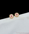 Sparkling Small Stud Gati Stones Ruby AD White Impon Earrings For Women ER1808