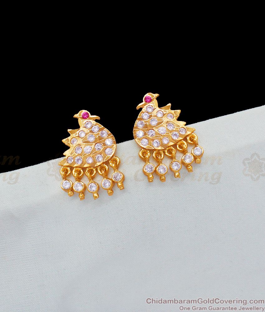 Cute Swan Pattern Duel Color Diamond Stone Ayimpon Gold Studs ER1811