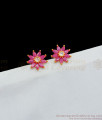 CZ Ruby Stone Gold Tone Flower Studs For Party Wear New Collections ER1812