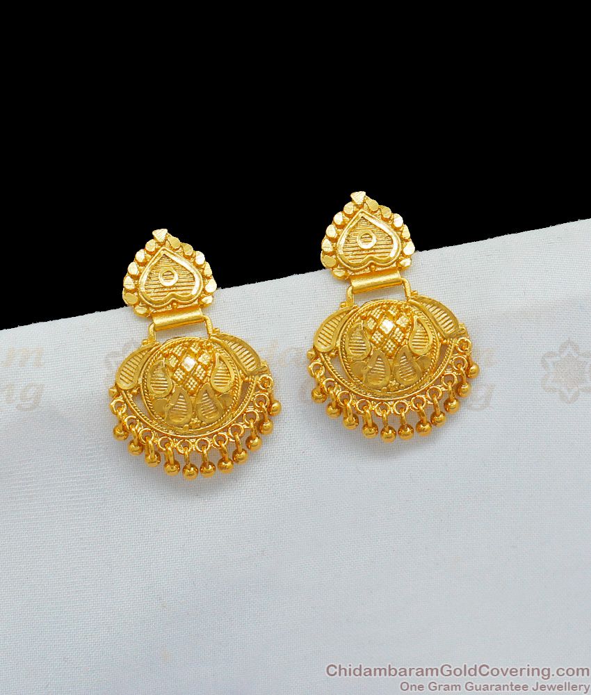 Hand Crafted Kerala Earrings Real Gold Forming Studs for Daily Office Use ER1828