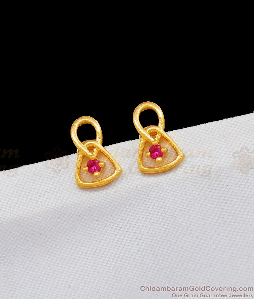 Trendy Single Ruby Stone Stud Earring Collections for Daily Use ER1839