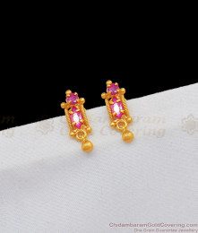 Full Ruby CZ Stone Daily Wear Earring Collections for Girls ER1841 Full Ruby CZ Stone Daily Wear Earring Collections for Girls ER1841