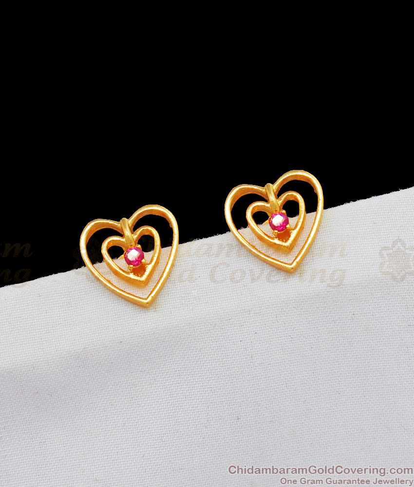 Valentine Gift Heart Stud Ruby Stone Earring Collections for Daily Use ER1843