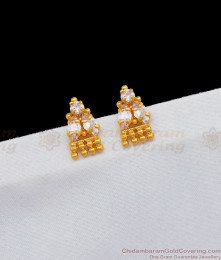 Kerala Design White CZ Stone Daily Wear Earring Collections for Girls ER1844 Kerala Design White CZ Stone Daily Wear Earring Collections for Girls ER1844