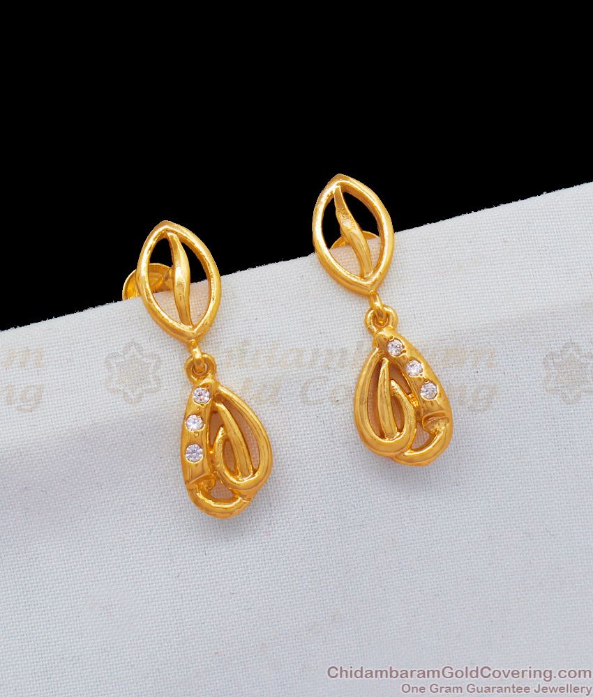 White Stone One Gram Gold Dangler Collections Earrings For Girls ER1848