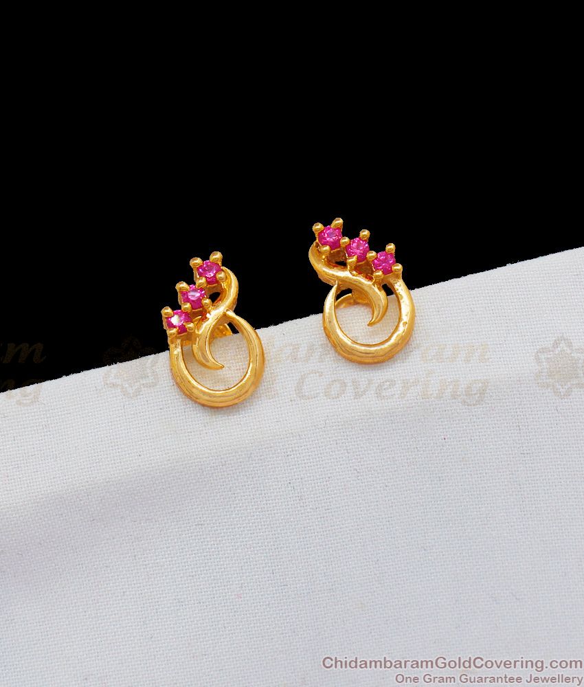 Peacock Feather Ruby Stone Daily Wear Earring Collections ER1857 Peacock Feather Ruby Stone Daily Wear Earring Collections ER1857