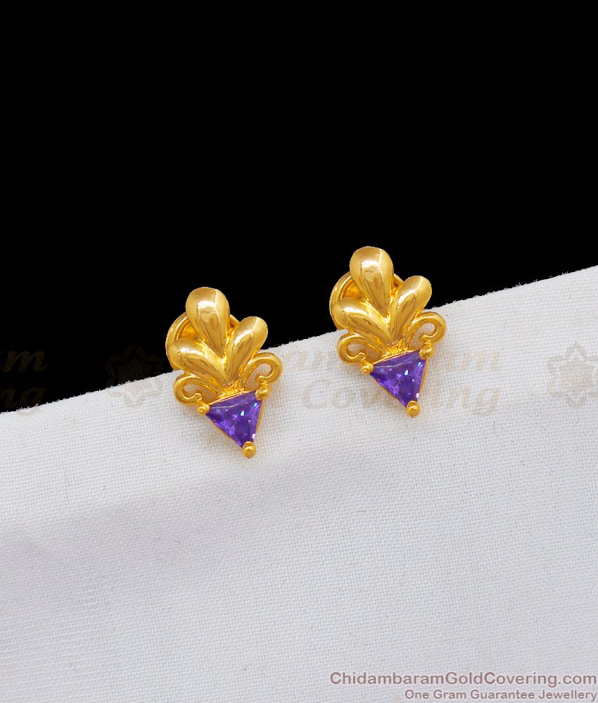 Fancy Violet Stone Leaf Stud Collections for Daily Office College Wear ER1861