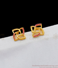 Gold Tone Ruby Flower Stud Collections for Daily College Office Wears ER1869 Gold Tone Ruby Flower Stud Collections for Daily College Office Wears ER1869