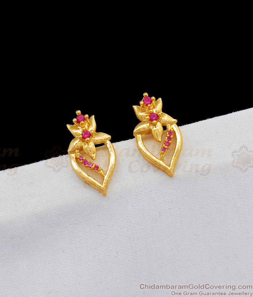 Valentine Gift Heart Stud Ruby Stone Earring Collections for Daily Use ER1873