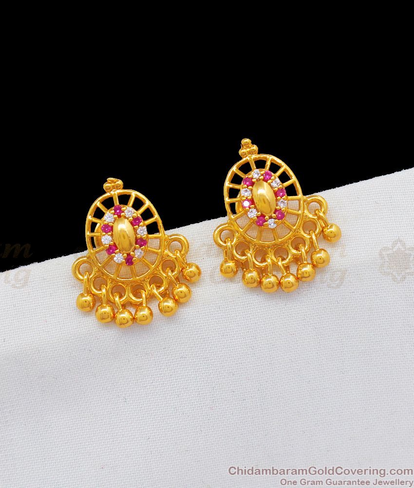 One Gram Gold Beaded Studs AD Stone Earring Collections ER1880