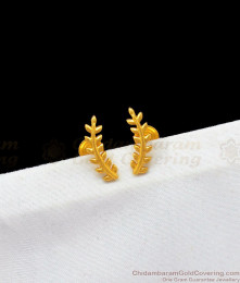 Romanian Leaf Studs Trendy Plain Gold Earrings Daily Use ER1884 Romanian Leaf Studs Trendy Plain Gold Earrings Daily Use ER1884