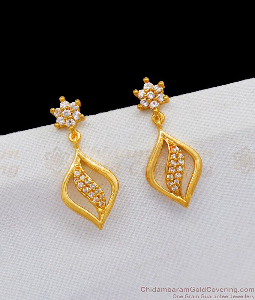 White Stone One Gram Gold Dangler Collections Earrings For Girls ER1885