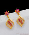 Ruby Stone One Gram Gold Danglers Earrings For Girls ER1886