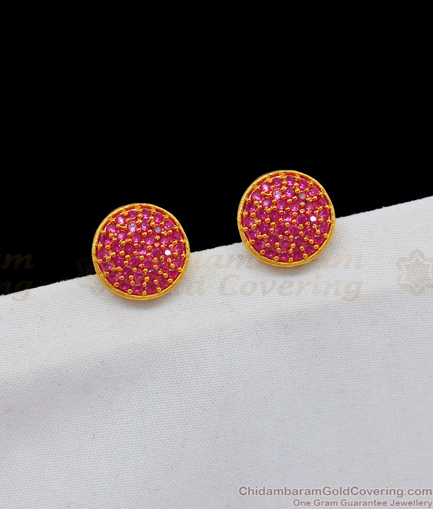 Round Ruby Stud Collections for Daily College Office Wears ER1894