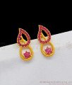 Beautiful Double Mango Design  Ruby Stone One Gram Gold Studs  For Girls ER1895