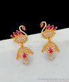 Full AD Stone Ruby White Swan Jhumki Collections Buy Online ER1909 Full AD Stone Ruby White Swan Jhumki Collections Buy Online ER1909