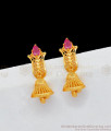 Single Ruby Stone Jhumka Real Gold Pattern For College Girls ER1912