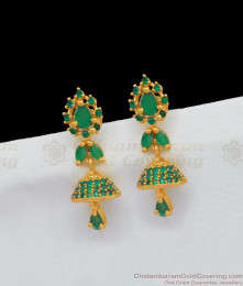 Elegant Gold Emerald Jhumka For Party wear Online Shopping ER1913 Elegant Gold Emerald Jhumka For Party wear Online Shopping ER1913