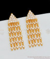 Fancy Rain Dropping Design Gold Impon Model With AD White Stone Danglers ER1958