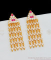 Grand Real Gold Pattern Impon Drops AD White Stone Danglers ER1960