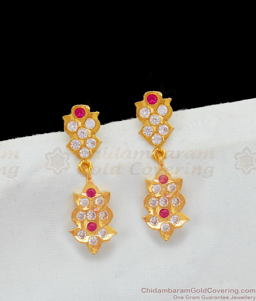 Dazzling gold stud earring: White Stone Earrings & Studs