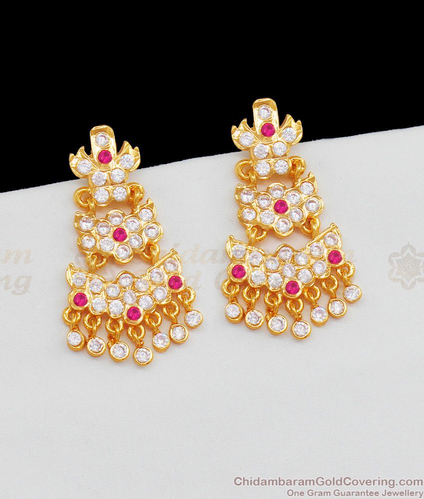 Five Metal Gold Stone Impon Earring Danglers For Women ER1970