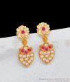 Premium Gold Plated Impon Dangler Model White And Ruby Stone Earring ER1987