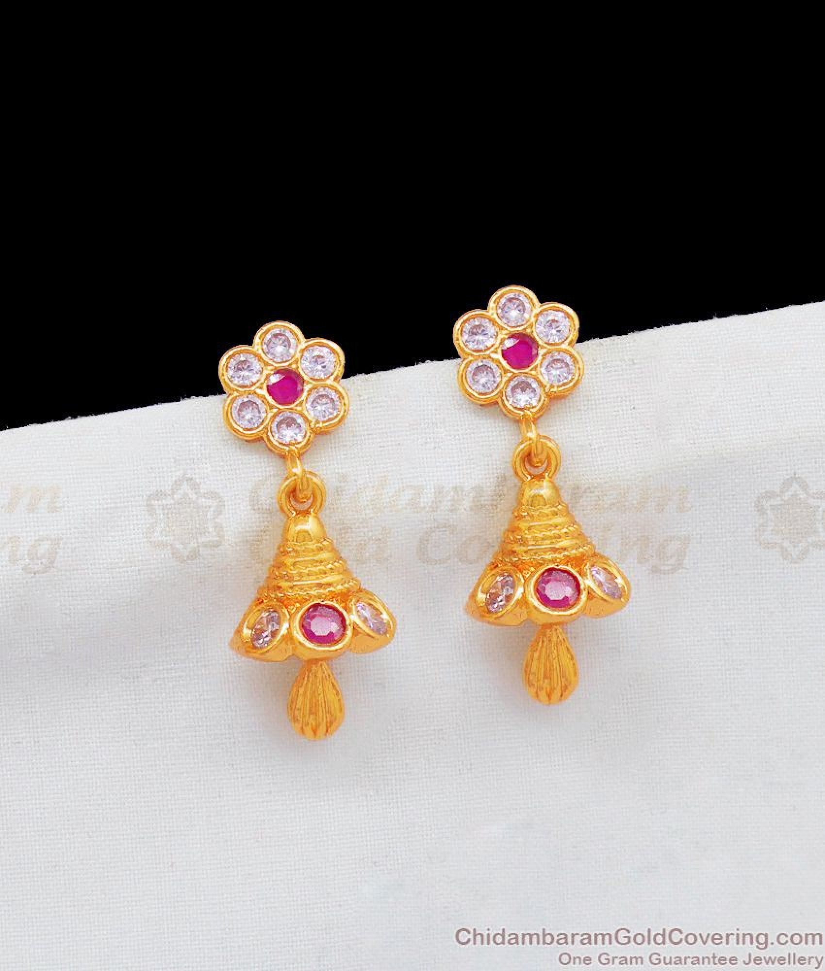 Buy Online Traditional Impon Small Jimiki Design Gold Plated Earrings ...