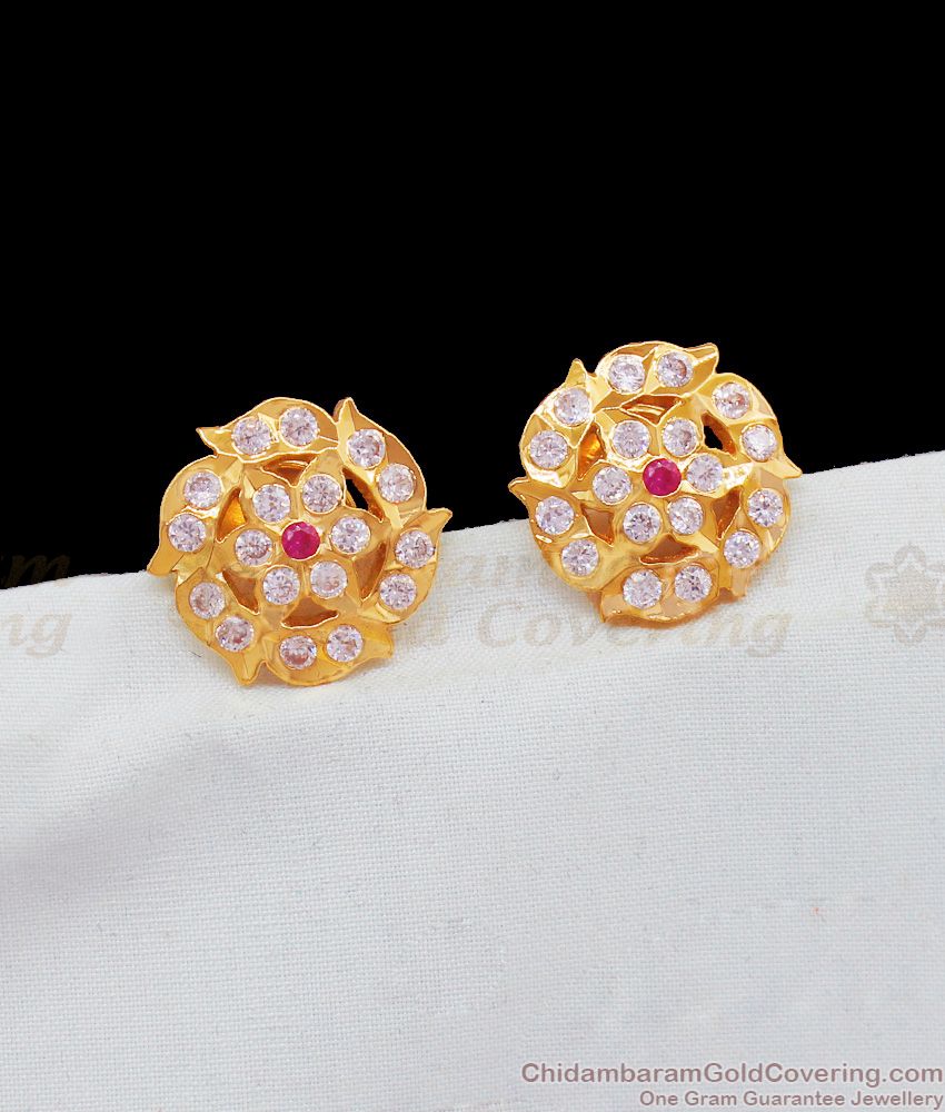 Beautiful Flower Design Big Stud Type Five Metal Earring For Women ER1991