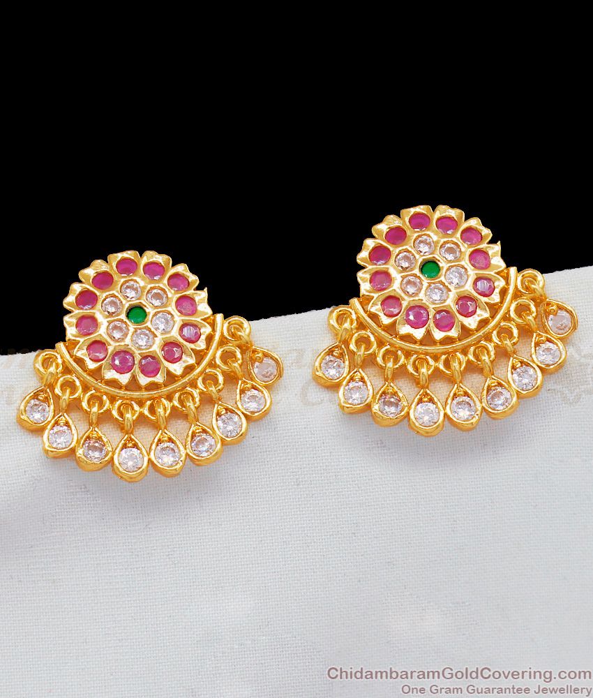 Premium Stud Long Life Traditional Impon Earrings Gold Covering ER1994