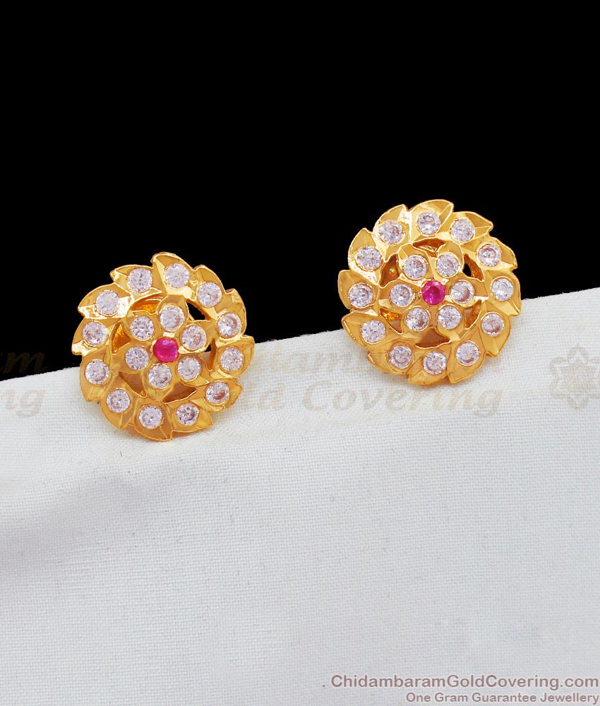 Beautiful Big Flower Stud Type Five Metal Earring Screw Back ER2001