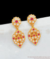 Gold Tone Impon Earrings Five Metal Gati Stone Dangler ER2006