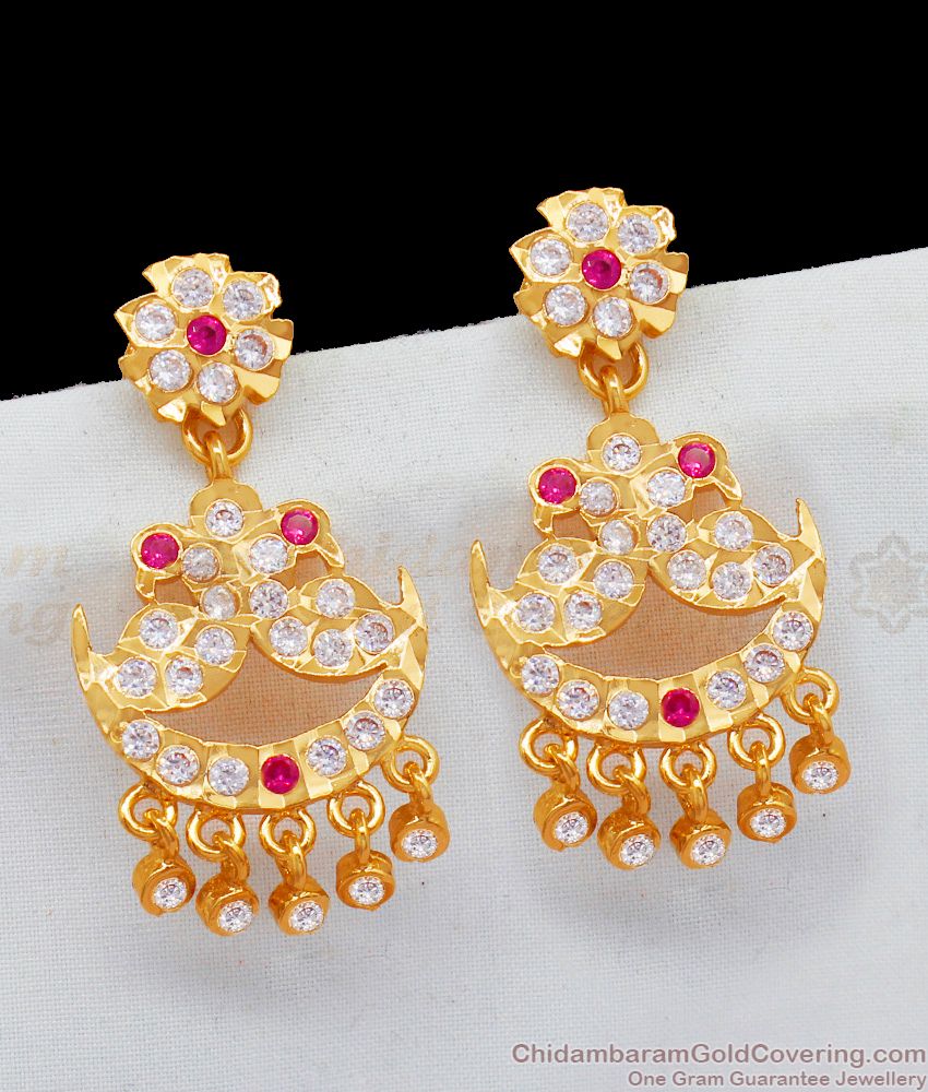 Grand Five Metal Impon Swan Danglers For Women Bridal Earrings ER2018