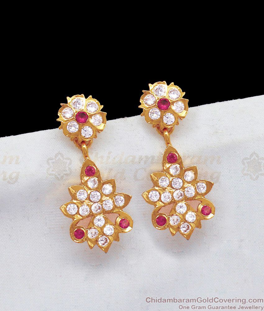 Impon Daily Use Earrings Five Metal Gold Tone Gati Stone Dangler ER2024