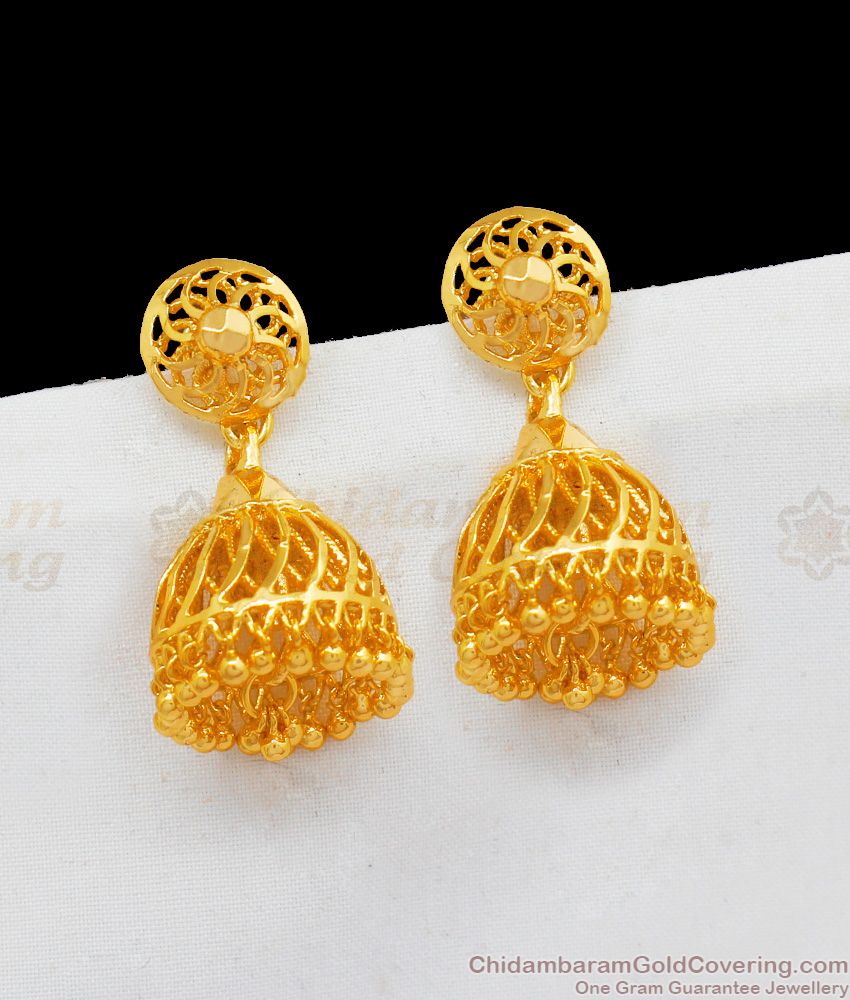 Beautiful Gold Jhumka Design One Gram Gold Imitation Earring For Function Wear ER2043